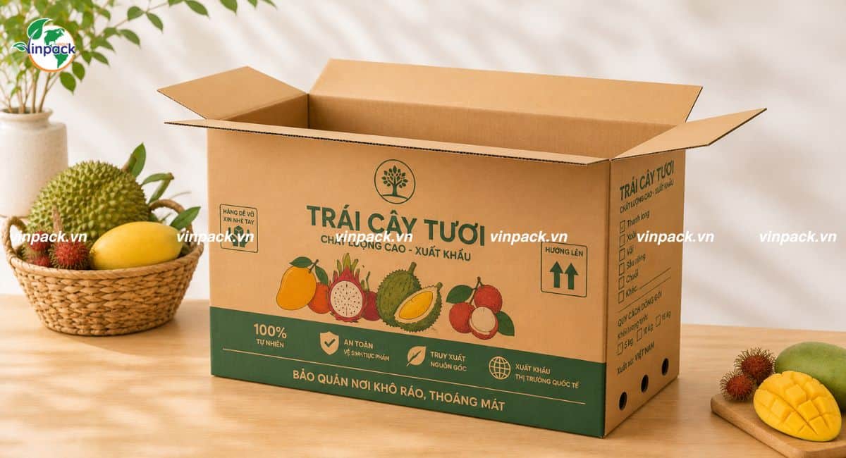 Mẫu thùng carton 5 lớp đựng trái cây xuất khẩu