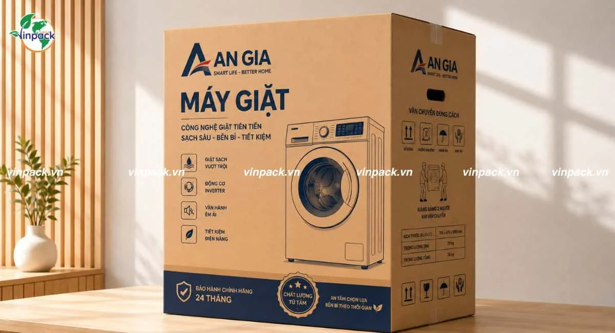 Mẫu thùng caarton 7 lớp đựng máy giặt
