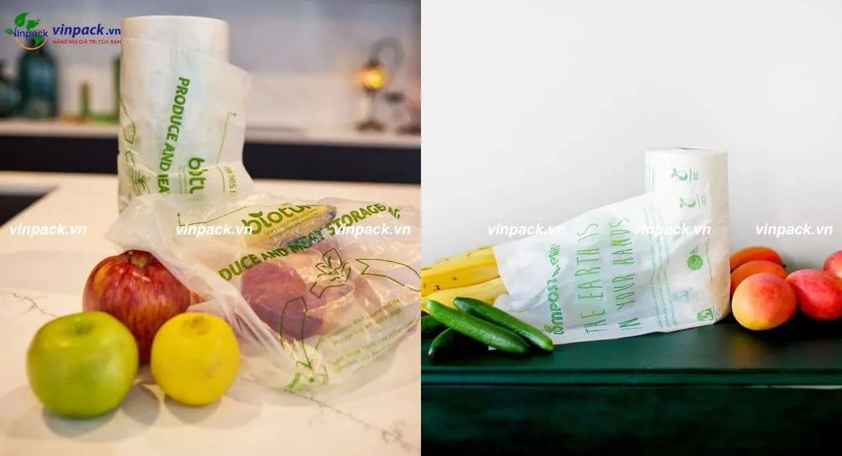 Mẫu túi cuộn siêu thị phân hủy