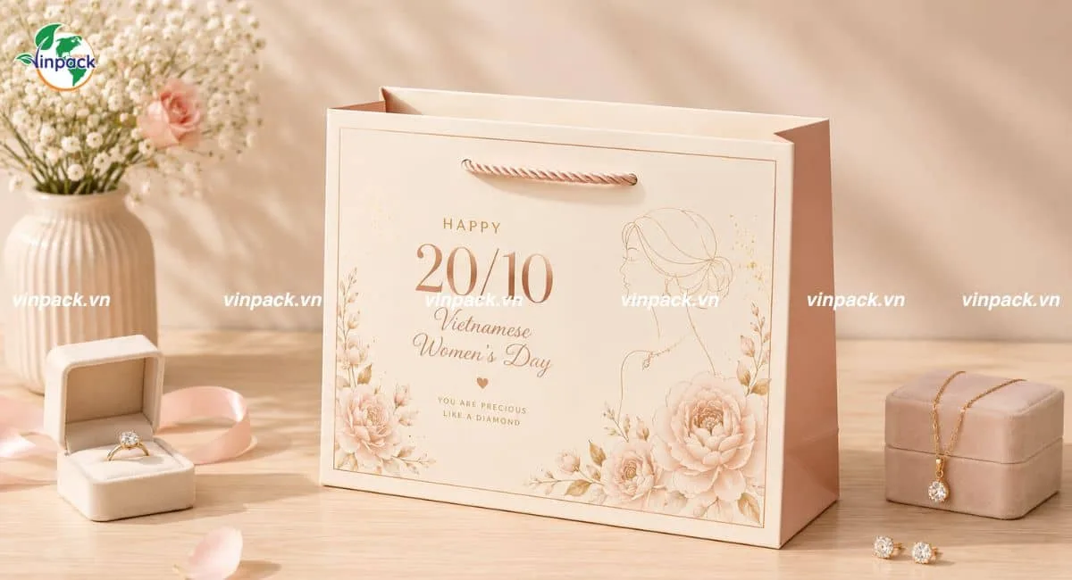 Mẫu túi giấy ngày 20/10 cho cửa hàng bán trang sức