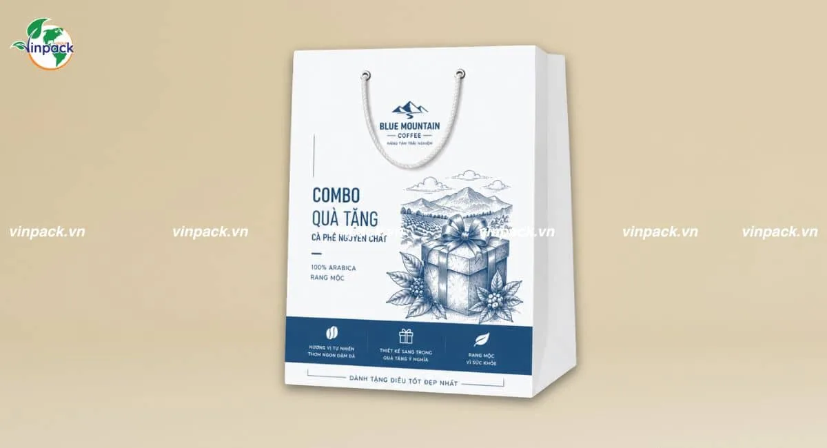 Mẫu túi giấy đựng cà phê sang trọng tinh tế làm quà tặng