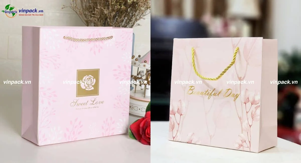 Mẫu túi giấy đựng quà 8/3 màu hồng