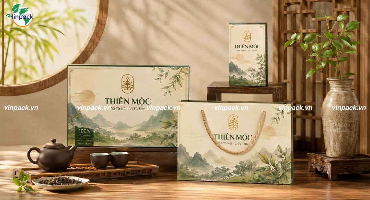 Mẫu túi giấy đựng trà cán mờ theo yêu cầu doanh nghiệp