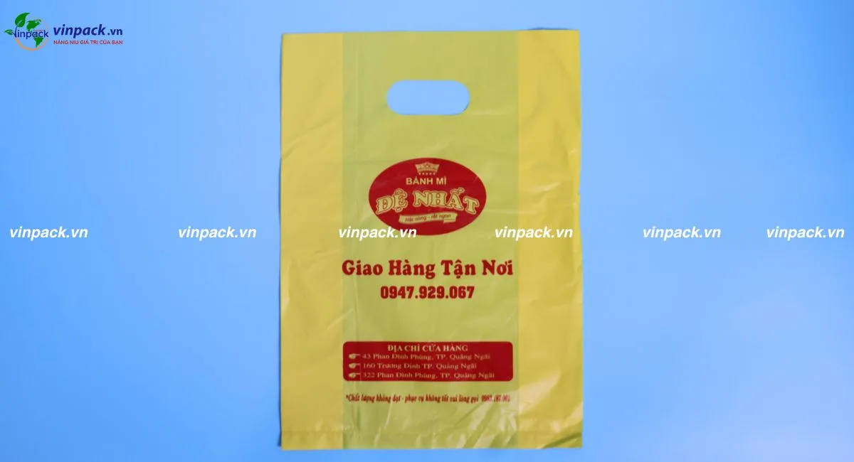 Mẫu túi hột xoài HD đựng bánh mì in lụa đơn giản 2 màu