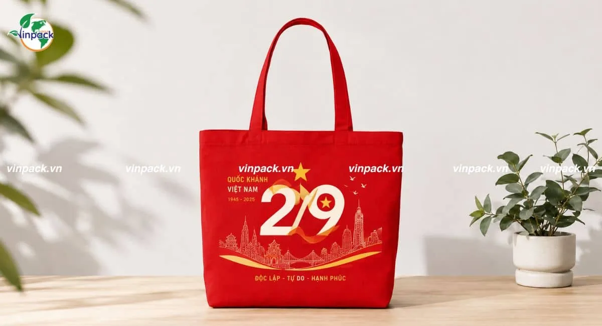 Mẫu túi vải canvas Quốc Khánh 2/9 in theo yêu cầu