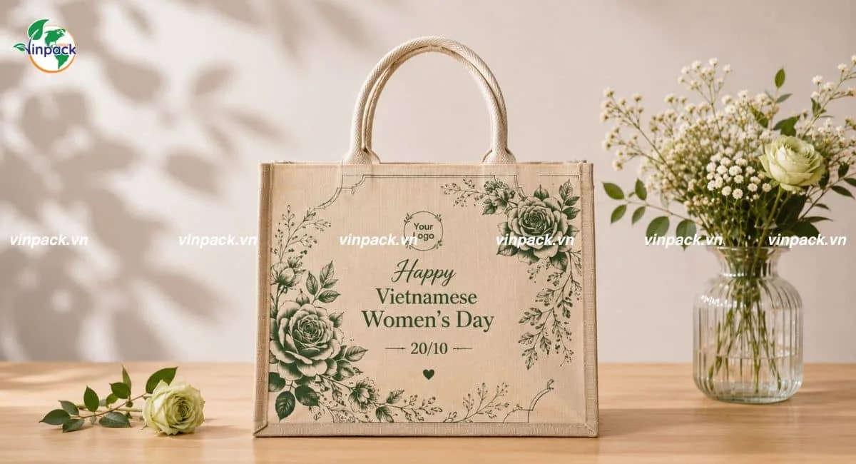 Mẫu vải đay qua tặng 20/10 phù hợp cho cửa hàng mỹ phẩm thiên nhiên