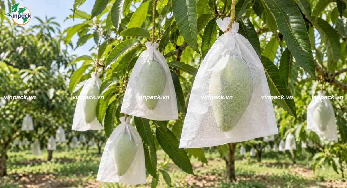 Mẫu túi vải khong dệt bọc xoài