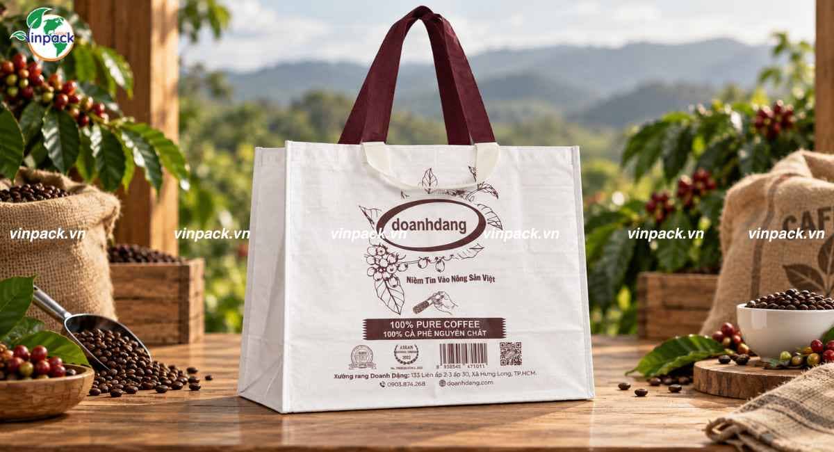 Mẫu túi vải không dệt càn màng in logo theo yêu cầu