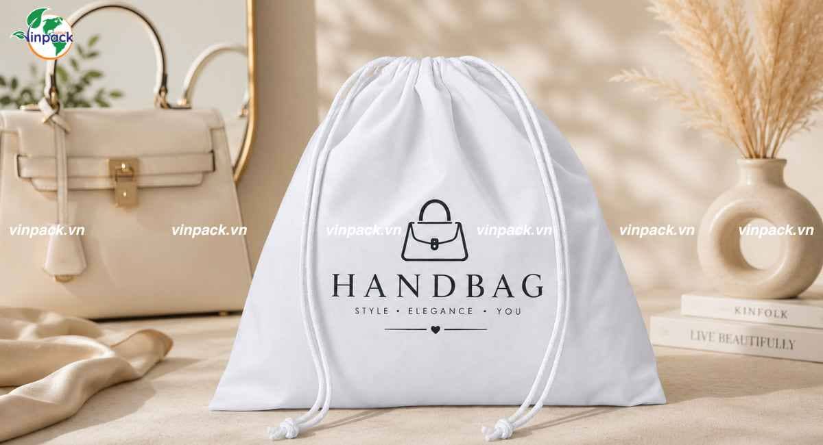 Mẫu túi vải không dệt dây rút đựng túi xách
