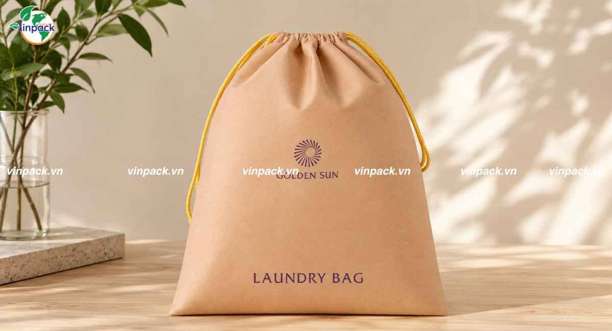 Mẫu túi vải không dệt dây rút giặt ủi