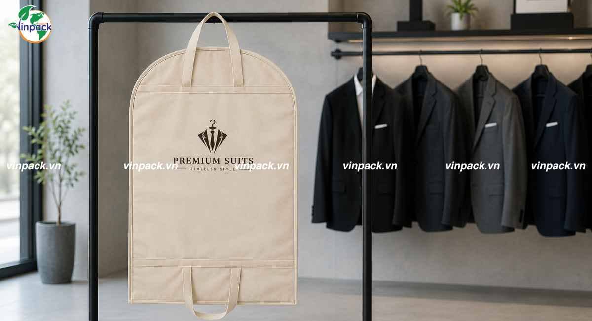 Mẫu túi vải không dệt đựng áo vest có quai xách gia công theo yêu cầu