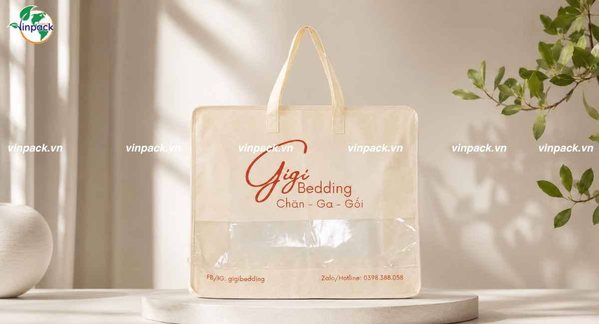Mẫu túi vải không dệt đựng chăn drap gối nệm cao cấp