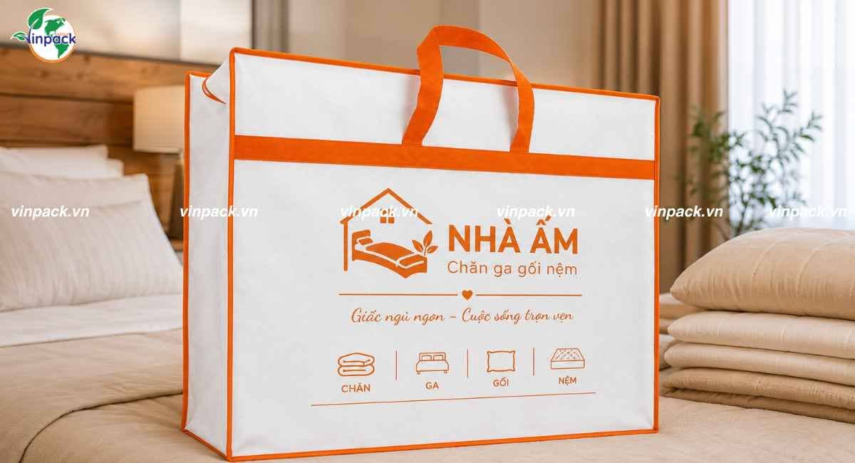 Mẫu túi vải không dệt đựng chăn ga gối nệm in logo theo yêu cầu