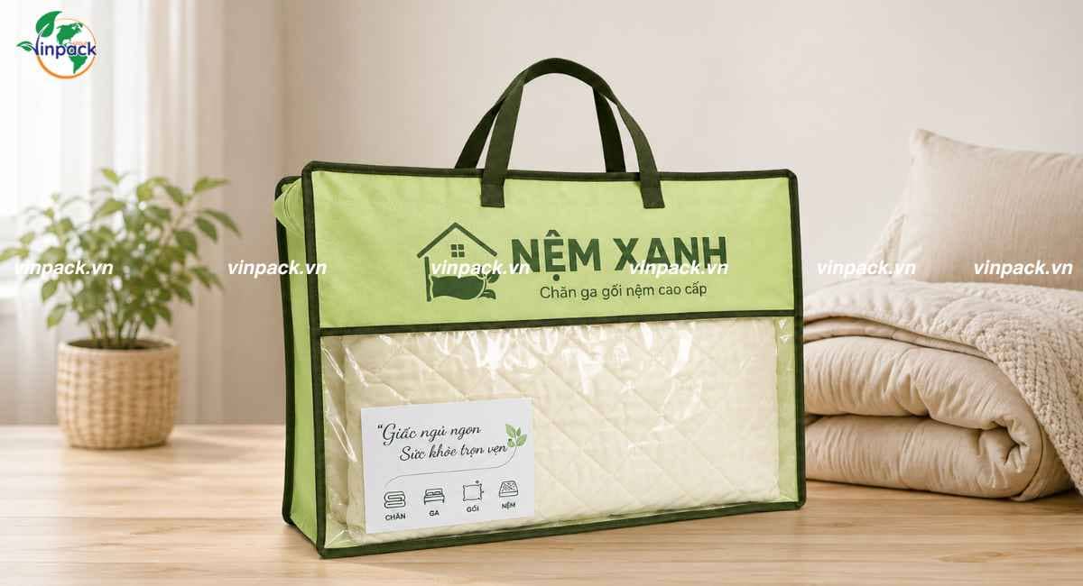 Mẫu túi vải không dệt đựng chăn ga gối nệm in theo yêu cầu