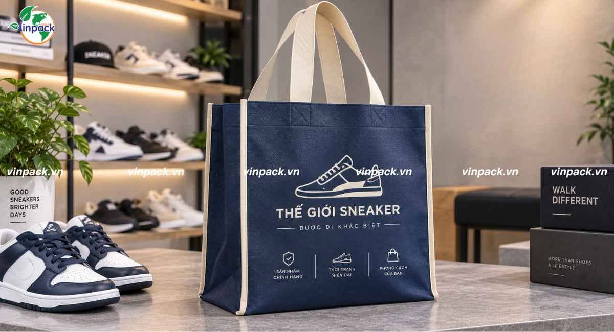 Mẫu túi vải không dệt đựng giày cửa hàng giày dép