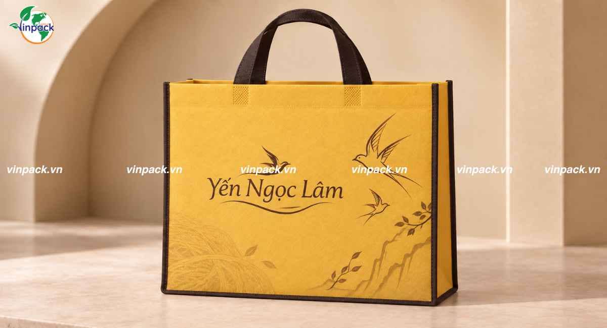 Mẫu túi vải không dệt đựng yến sào in ấn đẹp