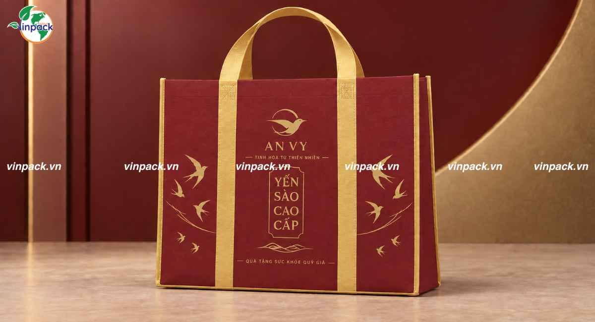 Mẫu túi vải không dệt đựng yến sào quà tặng