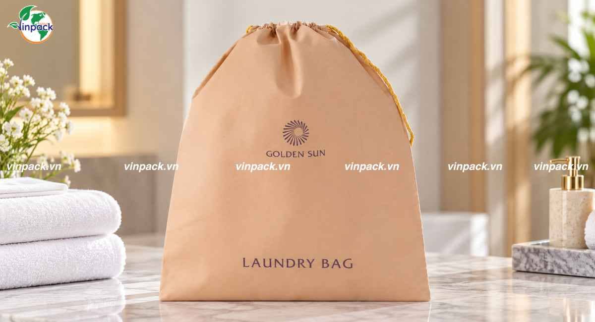 Mẫu túi vải không dệt dạng dây rút cho khách sạn