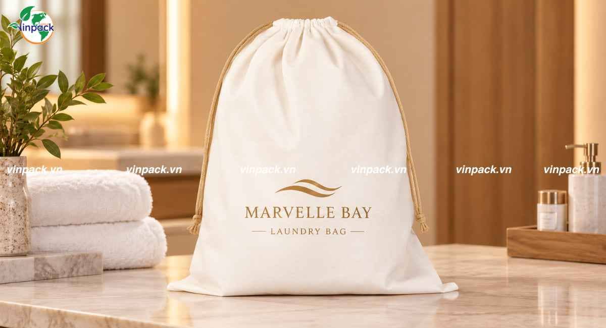 Mẫu túi vải không dệt giặt ủi in logo khách sạn
