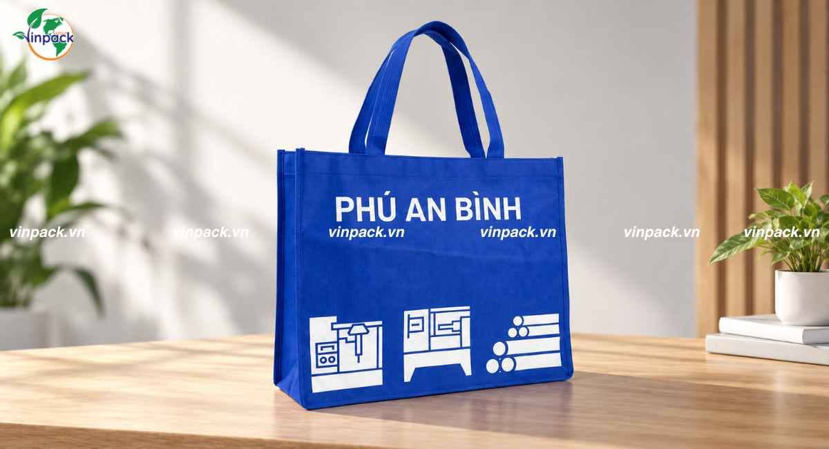 Mẫu túi vải quà tặng sự kiên dạng hộp có quai xách