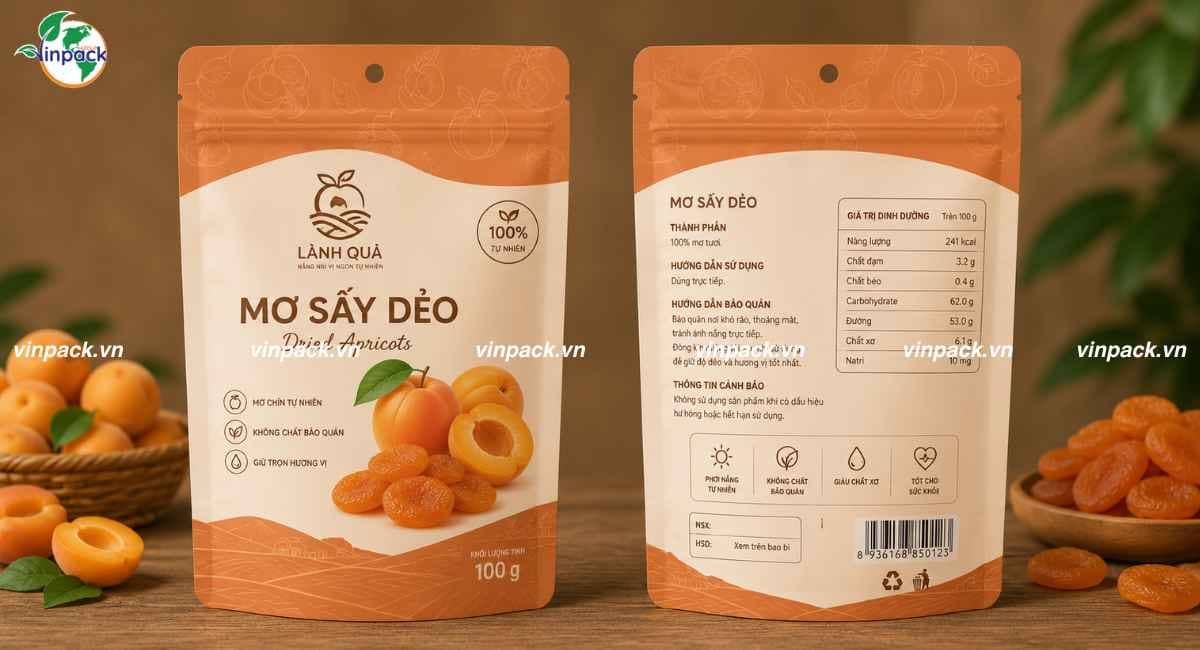 Mẫu bao bì zipper đựng mơ sấy khóa zip bấm mép gia công lỗ treo