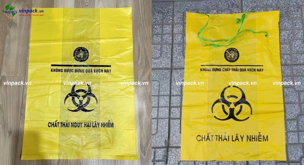 Túi đựng rác y tế in các thông tin theo yêu cầu của doanh nghiệp