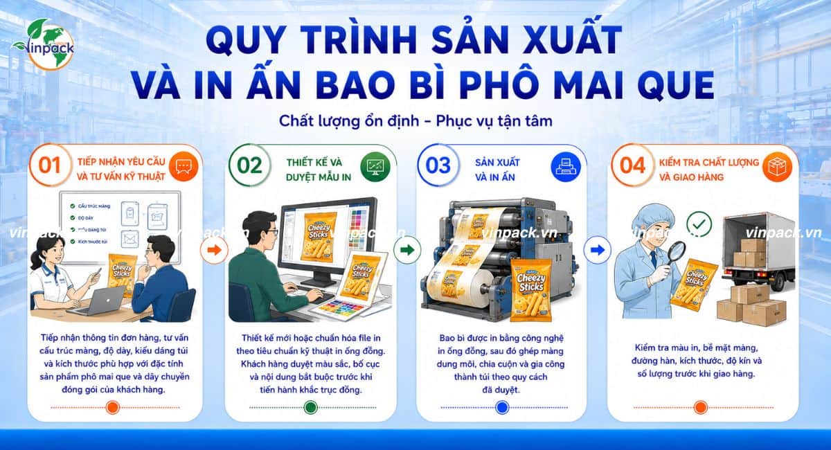 Quy trình sản xuất in bao bì phô mai que tại Vinpack