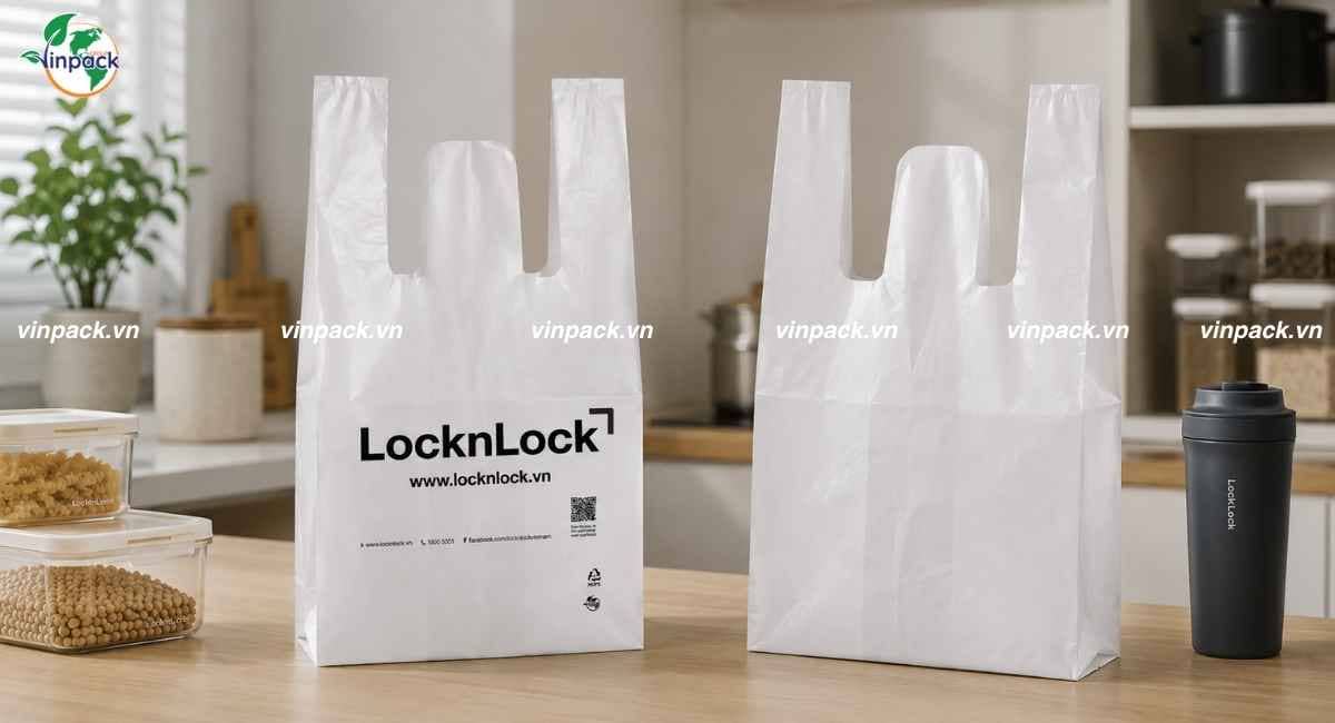 Thành phẩm túi 2 quai tự hủy LocknLock 2 mặt trước sau