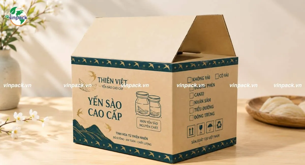 Mẫu thùng carton đựng yến sào cao cấp