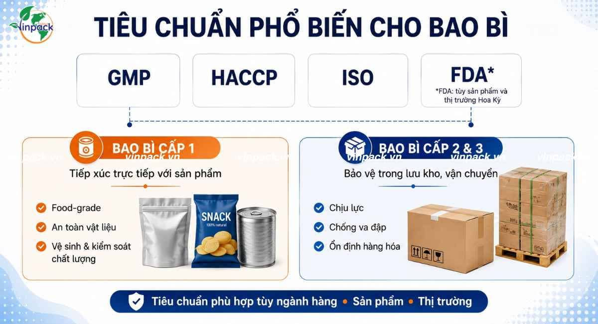 Tiêu chuẩn phổ biến cho bao bì 