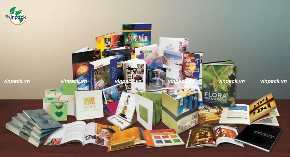 Sách, catalogue, brochure và hộp giấy in nhiều màu