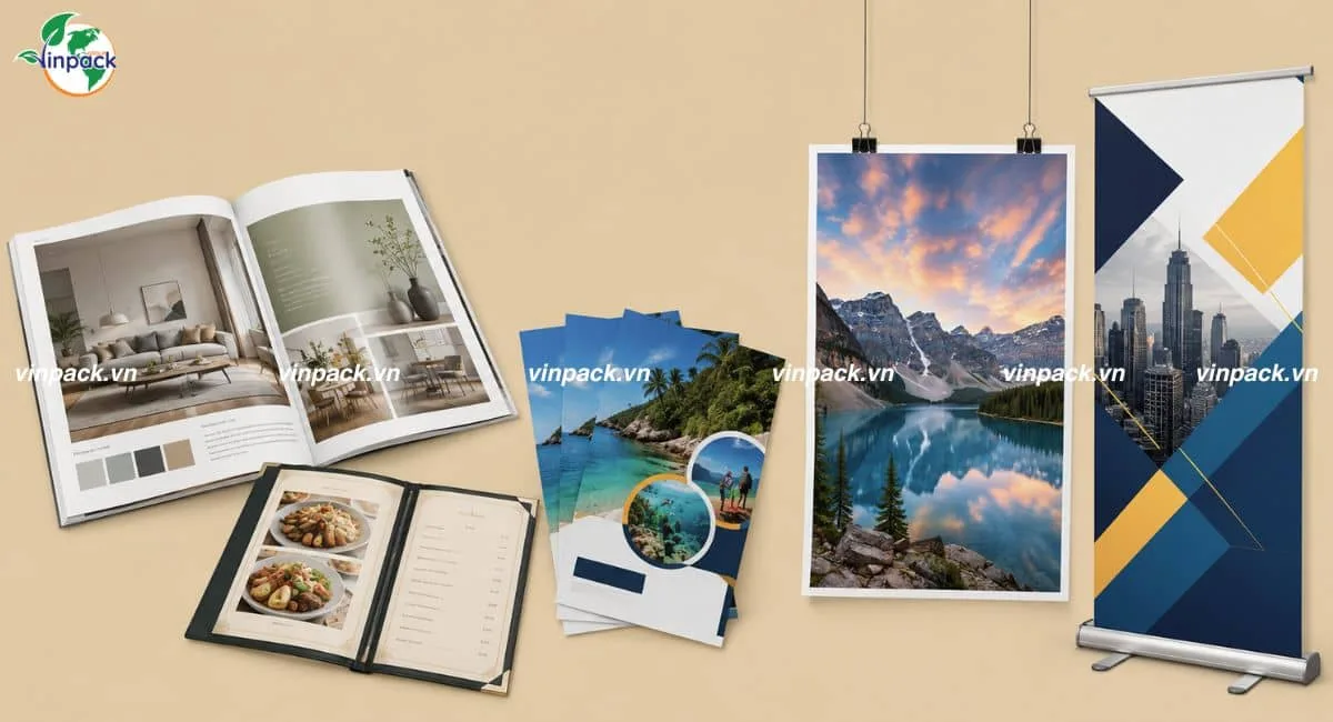 Catalogue, menu, tờ rơi, poster và standee in màu