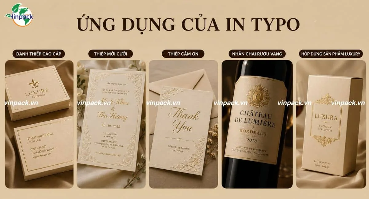 Danh thiếp, thiệp cưới, thiệp cảm ơn, nhãn rượu vang và hộp sản phẩm cao cấp in nổi