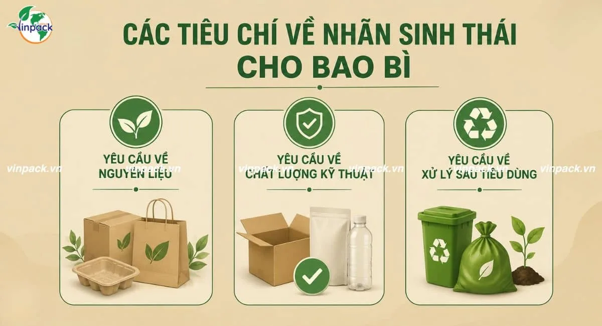 Ba nhóm tiêu chí: nguyên liệu, chất lượng kỹ thuật và xử lý sau tiêu dùng