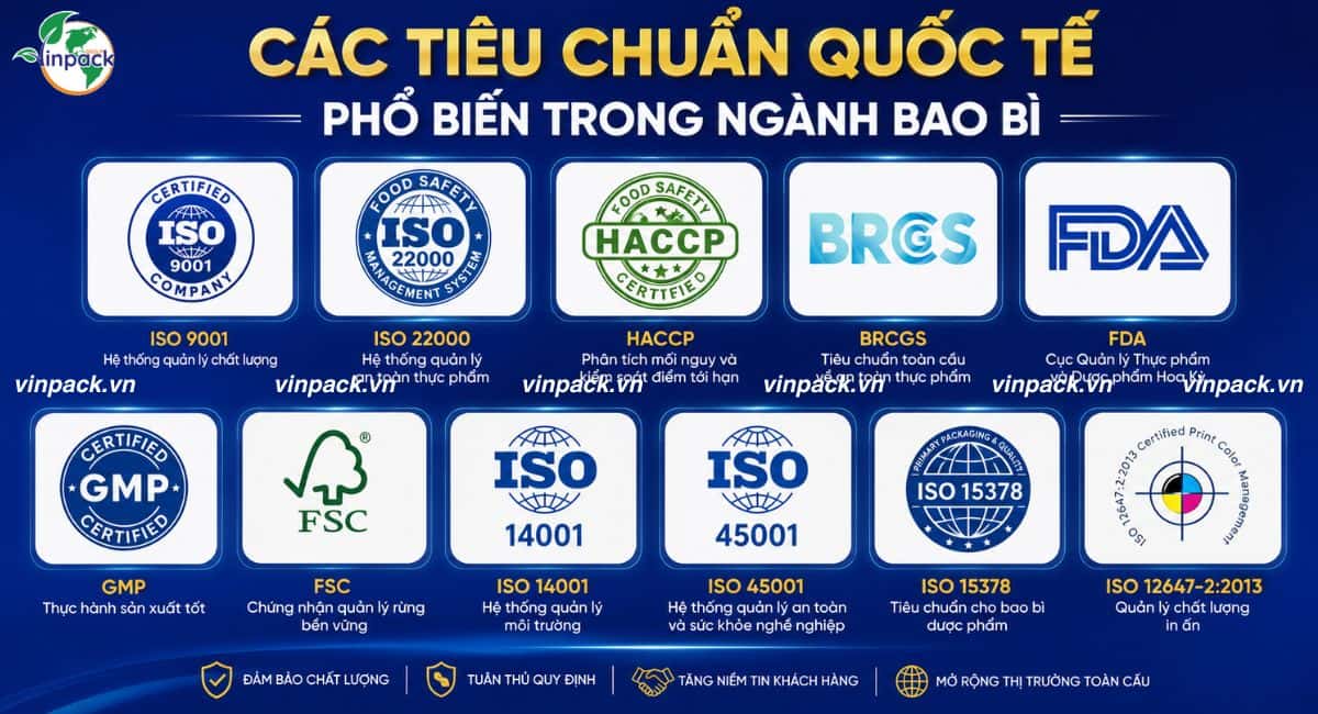 Các tiêu chuẩn quốc tế phổ biến trong ngành bao bì