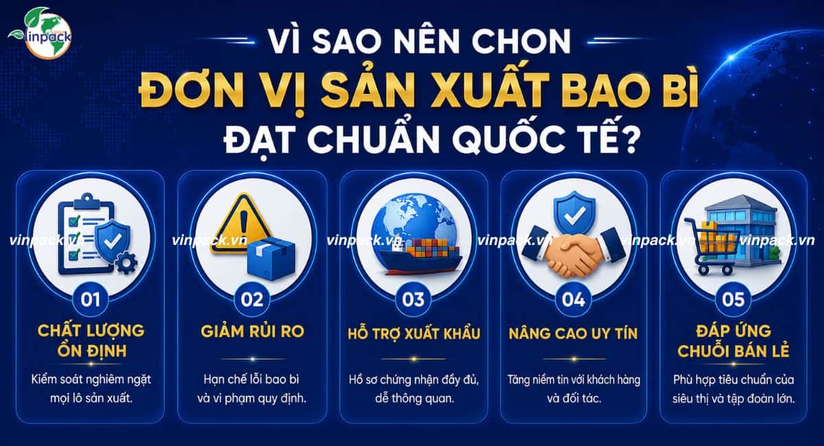 Vì sao nên lựa chọn đơn vị sản xuất bao bì đặt tiêu chuẩn quốc tế