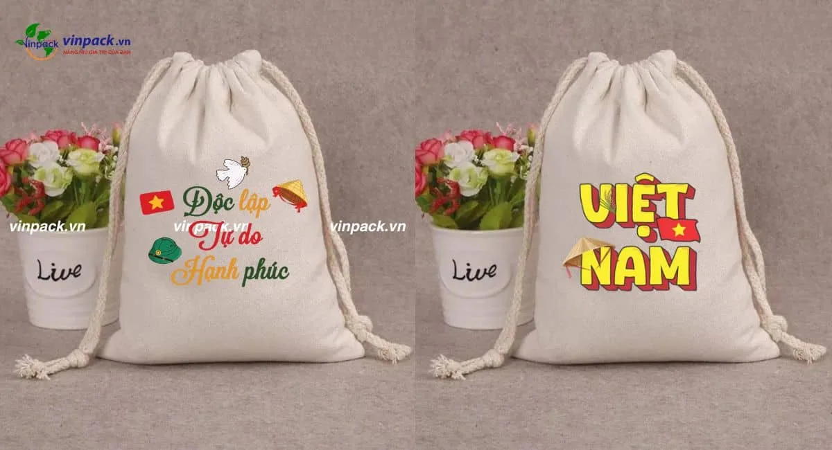 Túi dây rút vải bố ngày 30/4