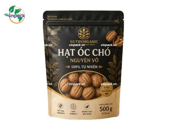 tui-dung-hat-oc-cho Túi zipper đáy đứng đựng hạt óc chó in theo yêu cầu