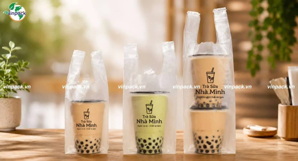 Mẫu túi xốp đựng 1 ly 2 ly giá xưởng