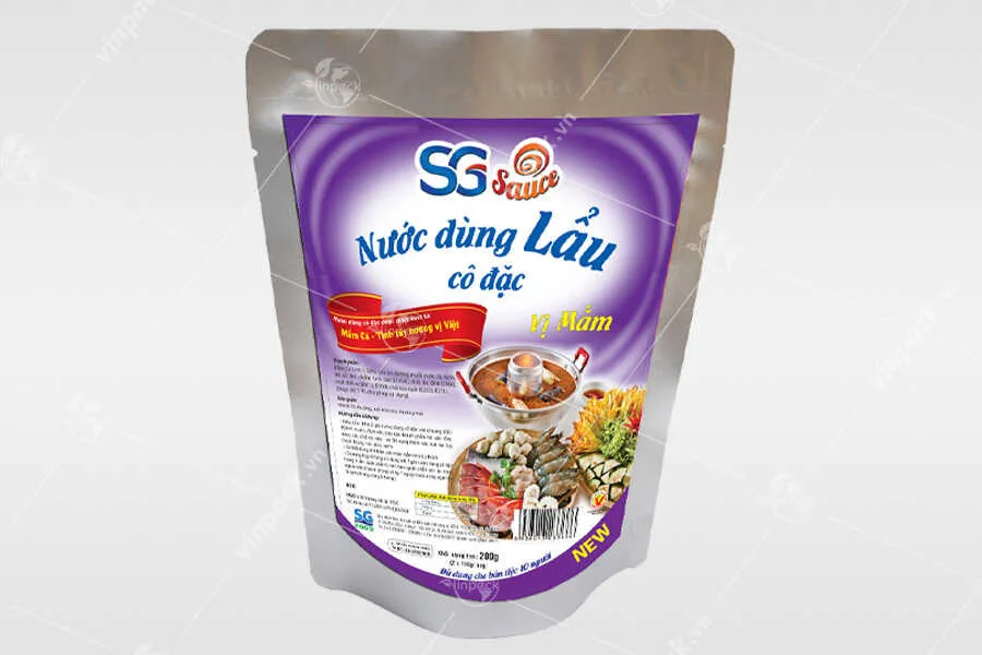 Túi đựng nước lẩu kiểu túi đáy đứng không zip