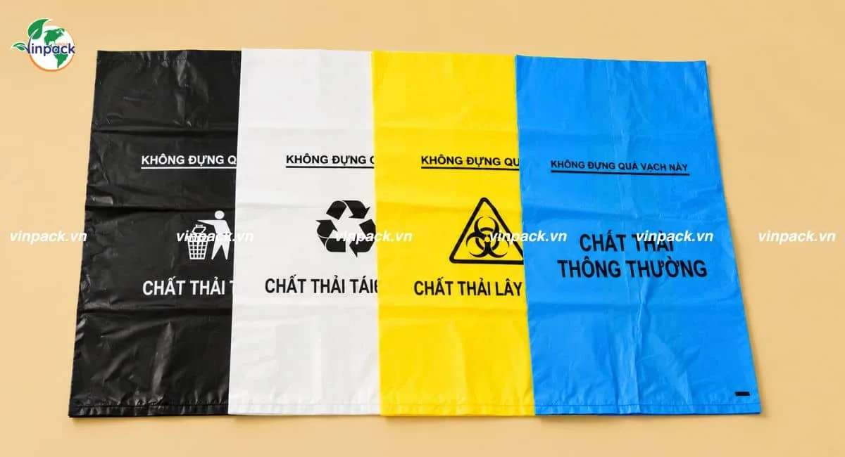 Mẫu túi rác thải y tế 4 màu cho phòng khám, bệnh viện