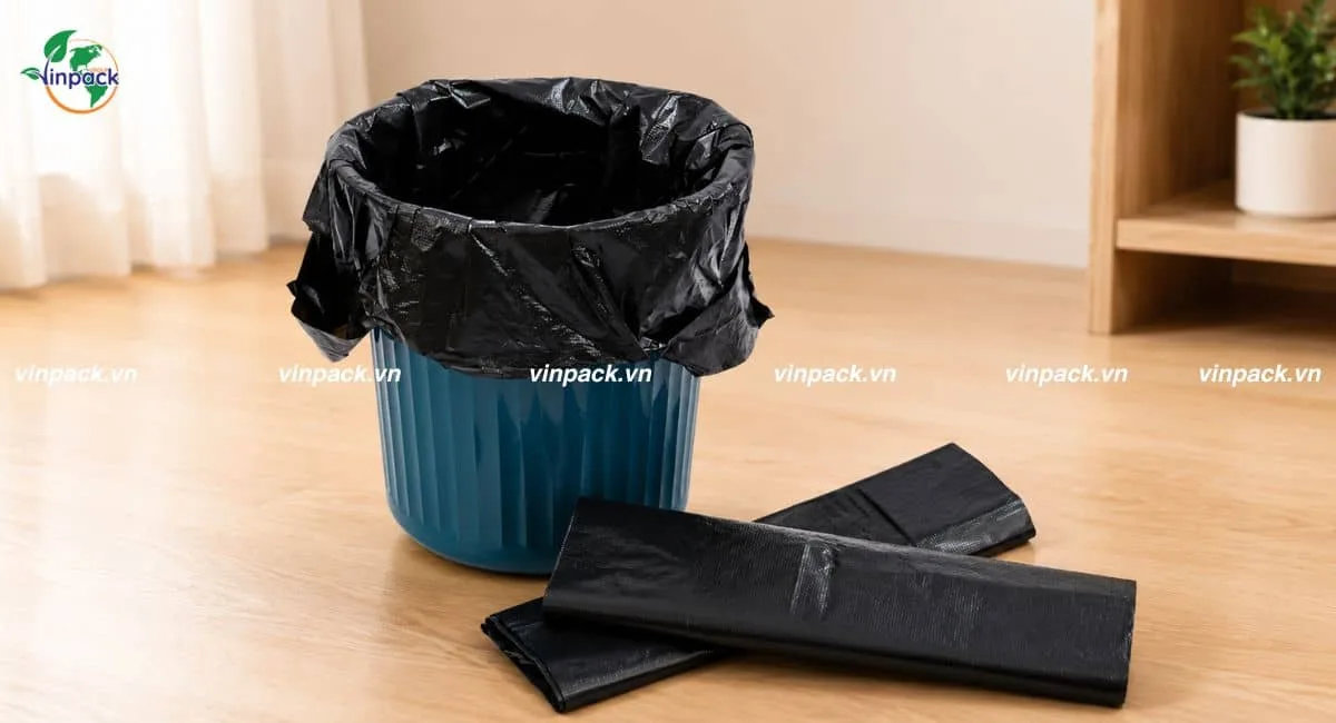 Mẫu túi đựng rác có quai cho thùng rác gia đình