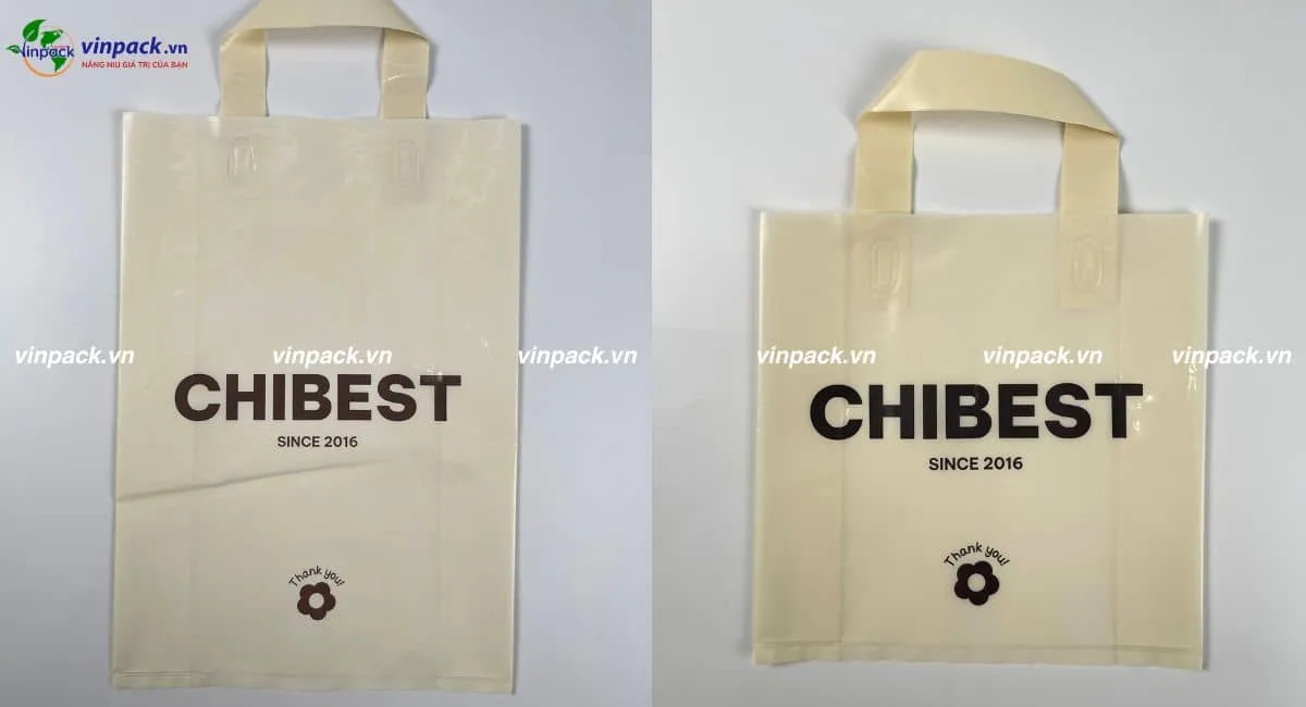 Túi ép quai phân hủy in logo cho thương hiệu