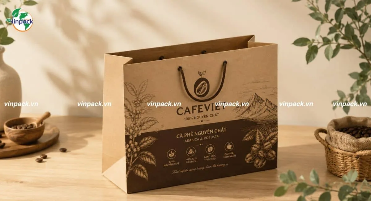 Túi giấy đựng cà phê cho cửa hàng cà phê