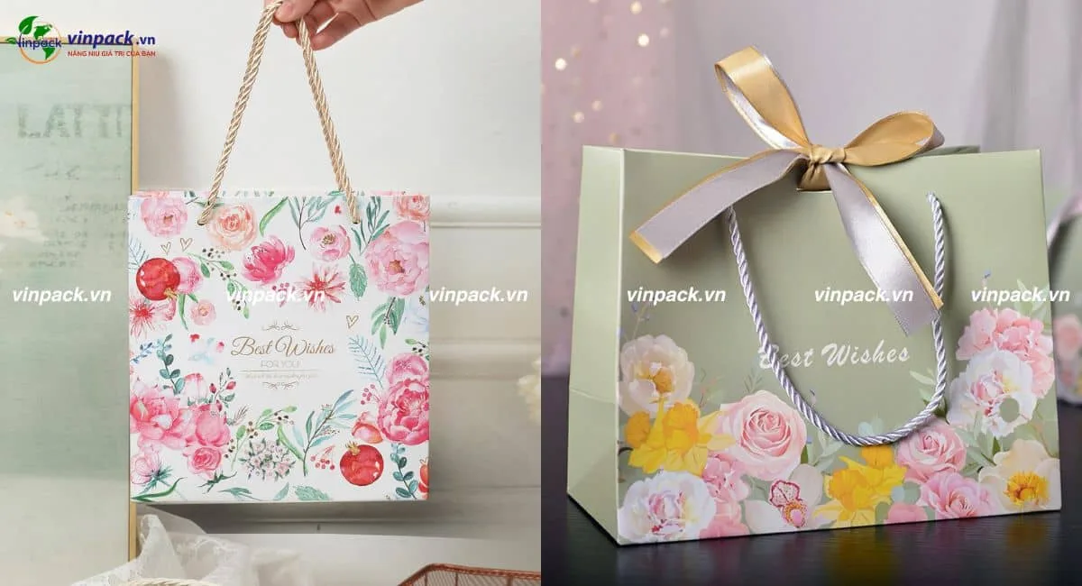 Mẫu túi giấy đựng quà 8/3 thiết kế hoa