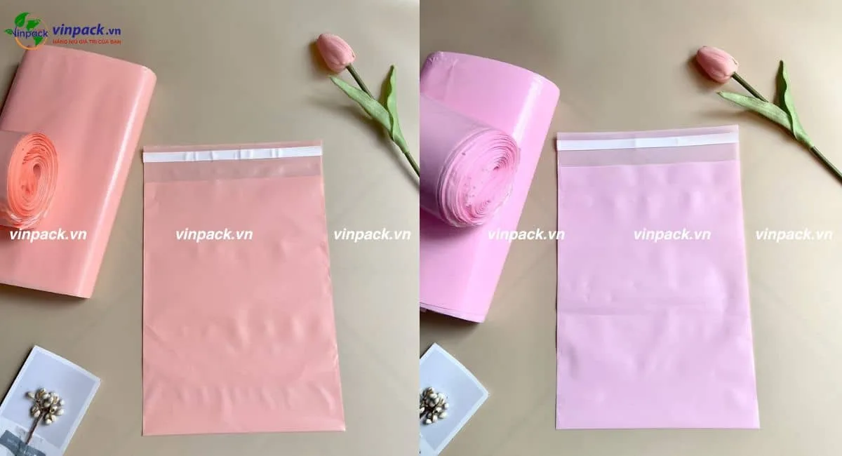 Túi niêm phong PE 1 lớp màu hồng nhiều kích thước