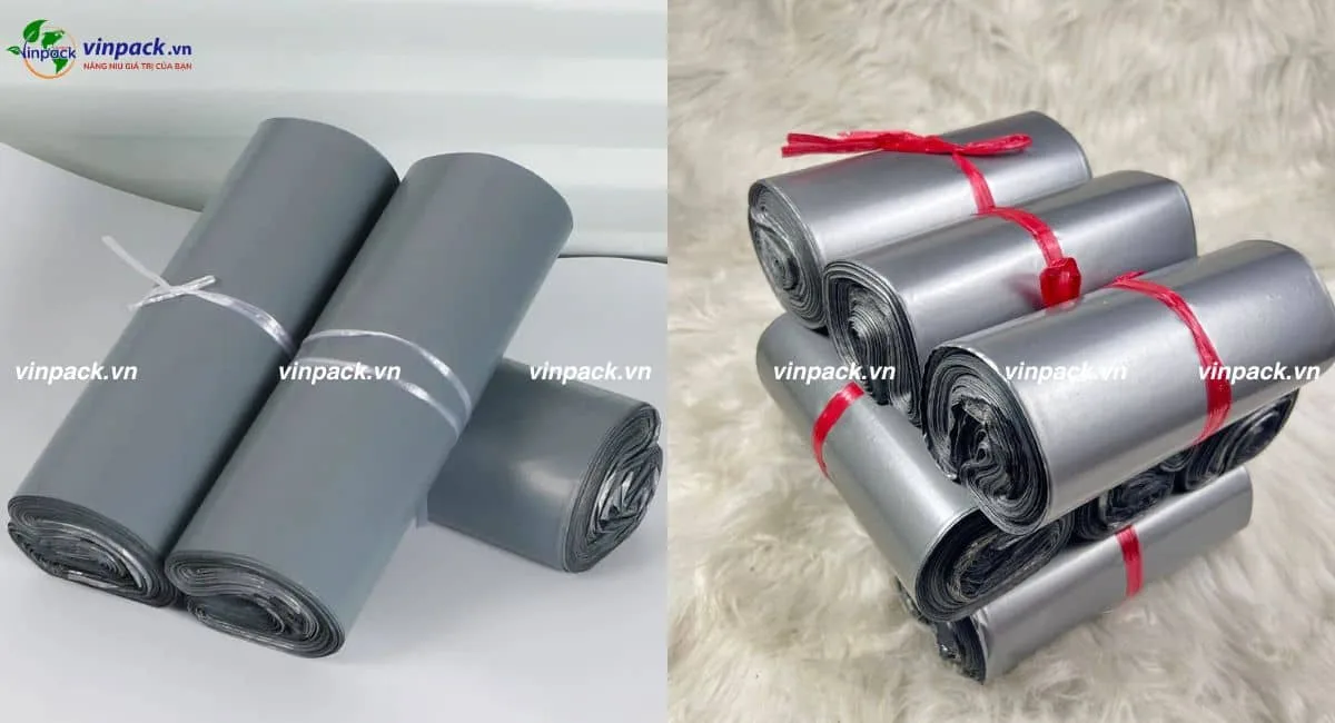 Túi niêm phong PE 1 lớp màu xám nhiều kích thước