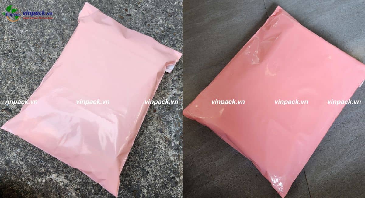 Túi niêm phong 2 lớp màu hồng trơn không in