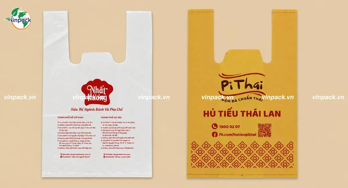 Mẫu túi xốp 2 quai in logo theo yêu cầu