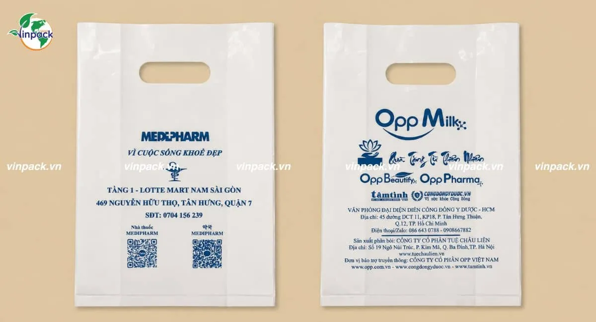 Mẫu túi ni lông đục lỗ xoài nhà thuốc phòng khám